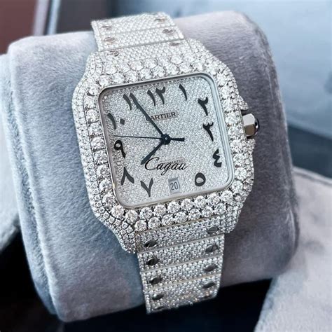 cartier santos diamond replica bezzel|who sells cartier watches.